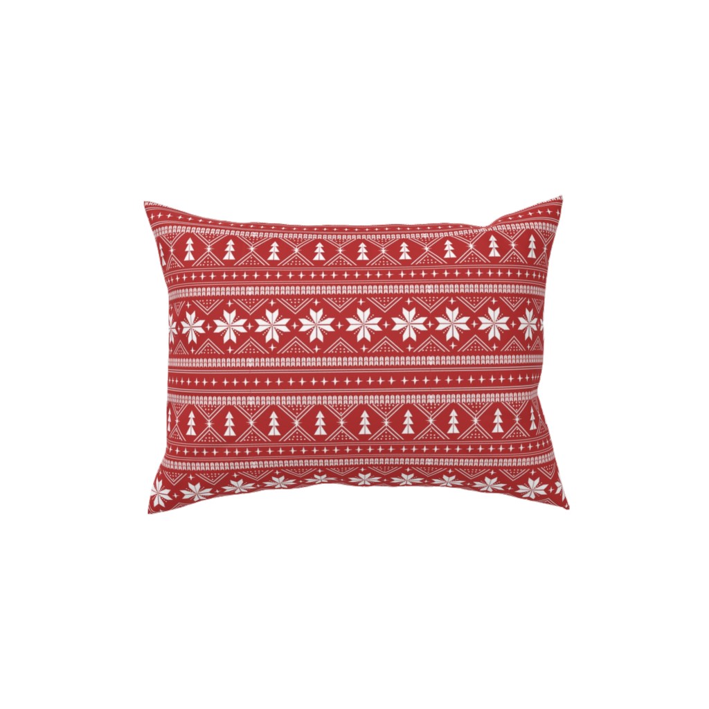 Nordic Sweater - Red Pillow, Woven, Black, 12x16, Single Sided, Red, Red
