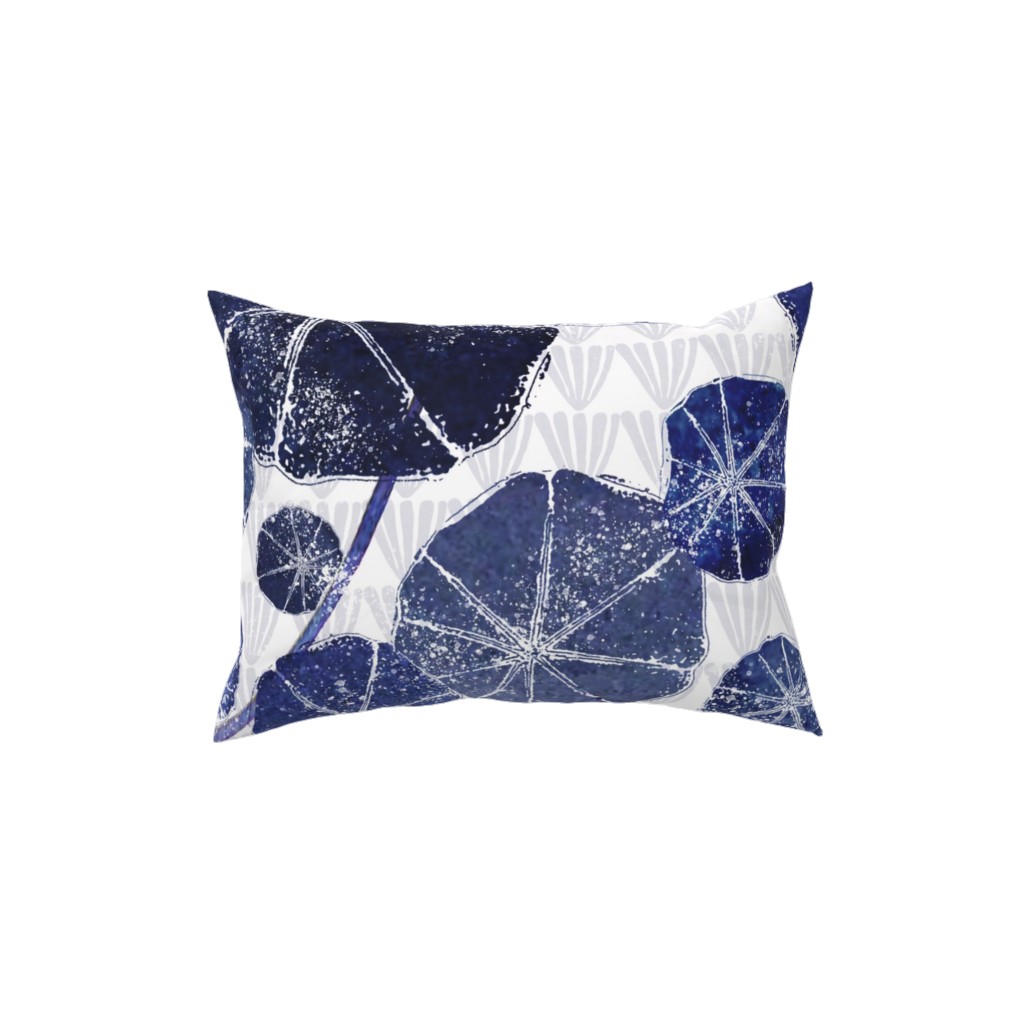 Art Deco Inspired Leaves - Blue Pillow, Woven, Black, 12x16, Single Sided, Blue