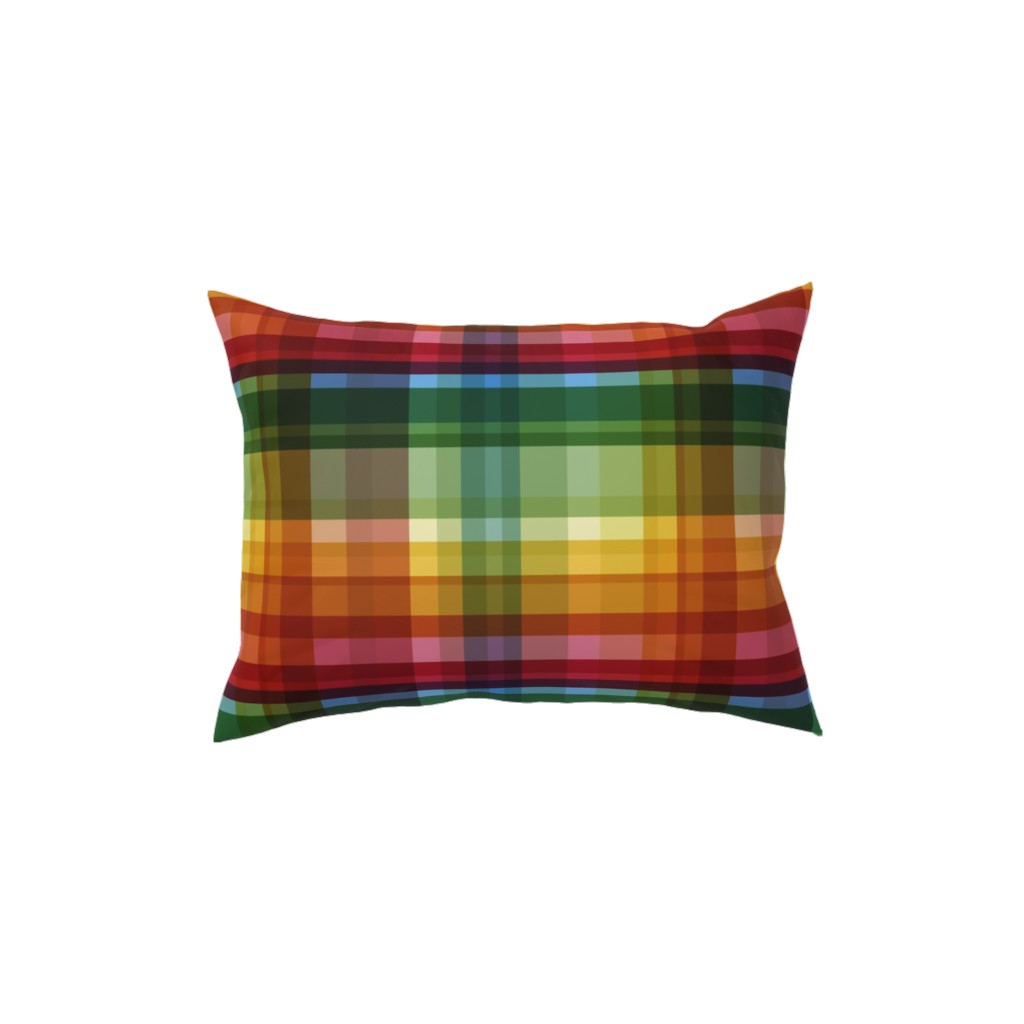 Gingham Rainbow Check Pillow, Woven, Black, 12x16, Single Sided, Multicolor