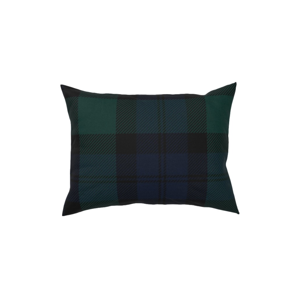 Blackwatch Tartan - Black Pillow, Woven, Black, 12x16, Single Sided, Black, Black