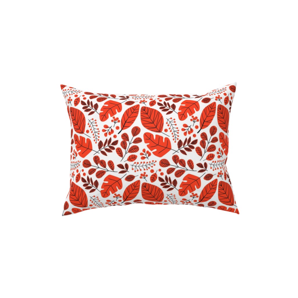 Red Leaves Pillow, Woven, Black, 12x16, Single Sided, Red