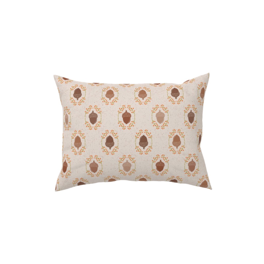Autumn Acorn Rosehip Textured Damask Pillow, Woven, Black, 12x16, Single Sided, Beige, Sand