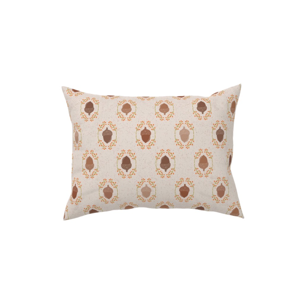 Autumn Acorn Rosehip Textured Damask Pillow, Woven, Black, 12x16, Single Sided, Beige