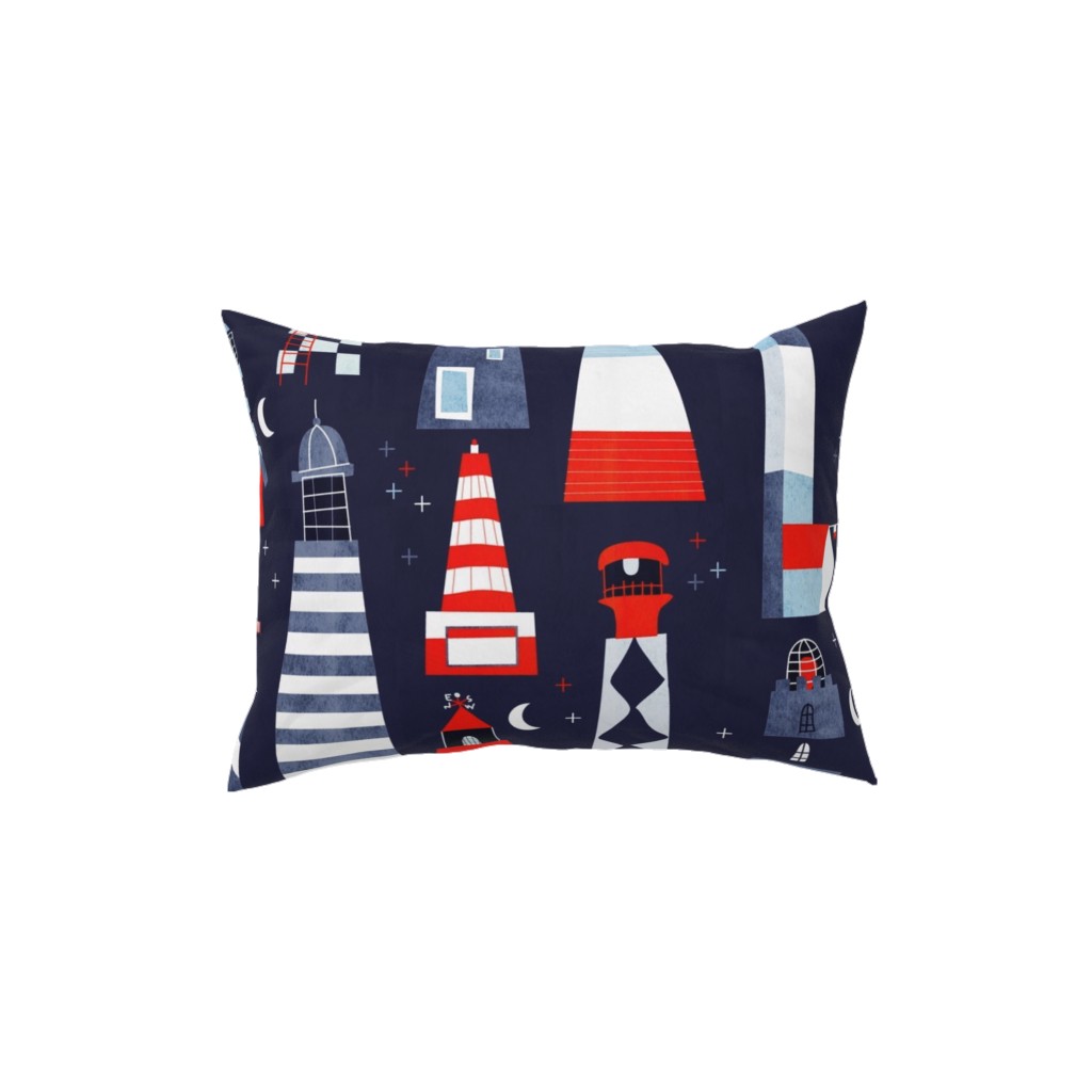 Scandi Lighthouse - Blue Pillow, Woven, Black, 12x16, Single Sided, Blue, True Blue