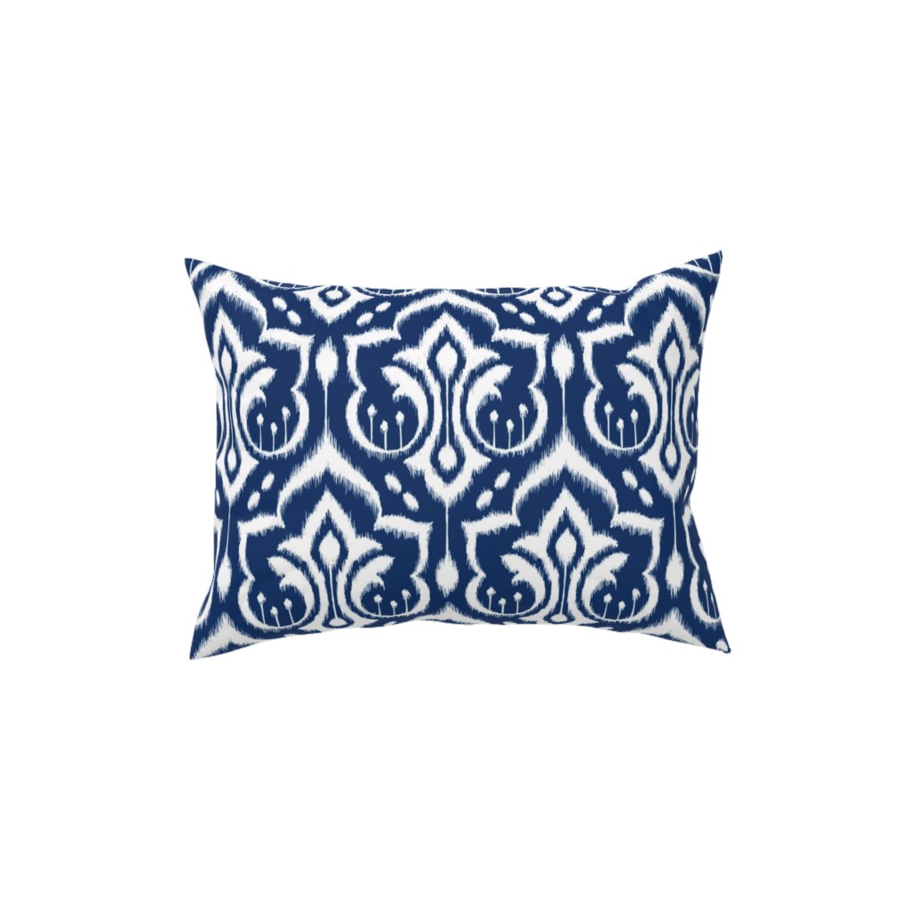 Ikat Damask - Midnight Navy Pillow, Woven, Black, 12x16, Single Sided, Blue