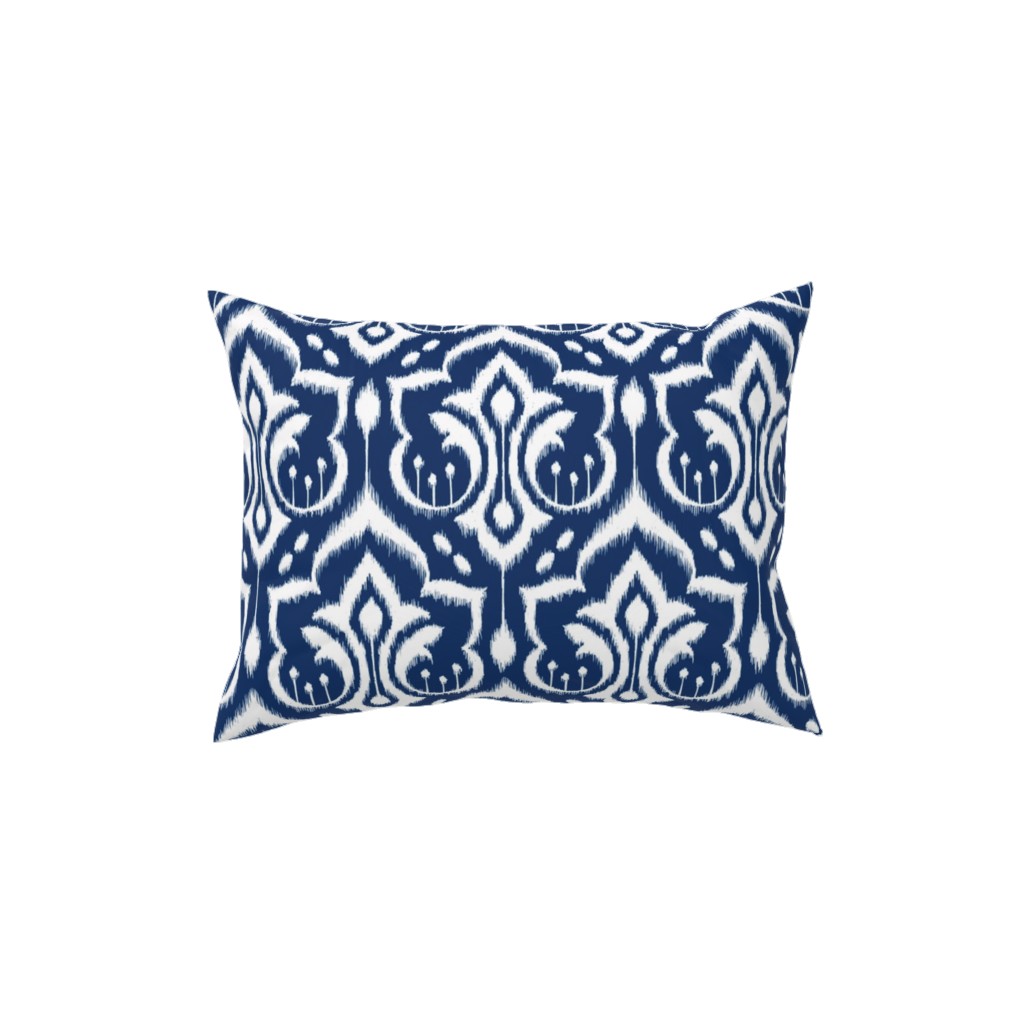 Ikat Damask - Midnight Navy Pillow, Woven, Black, 12x16, Single Sided, Blue, True Blue