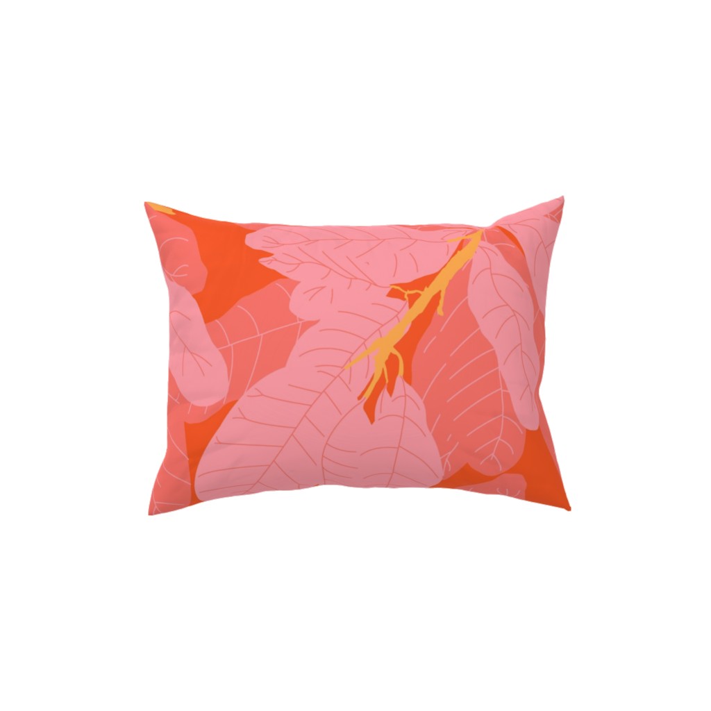 Tropical Banana Leaves - Coral Spice Pillow, Woven, Black, 12x16, Single Sided, Pink