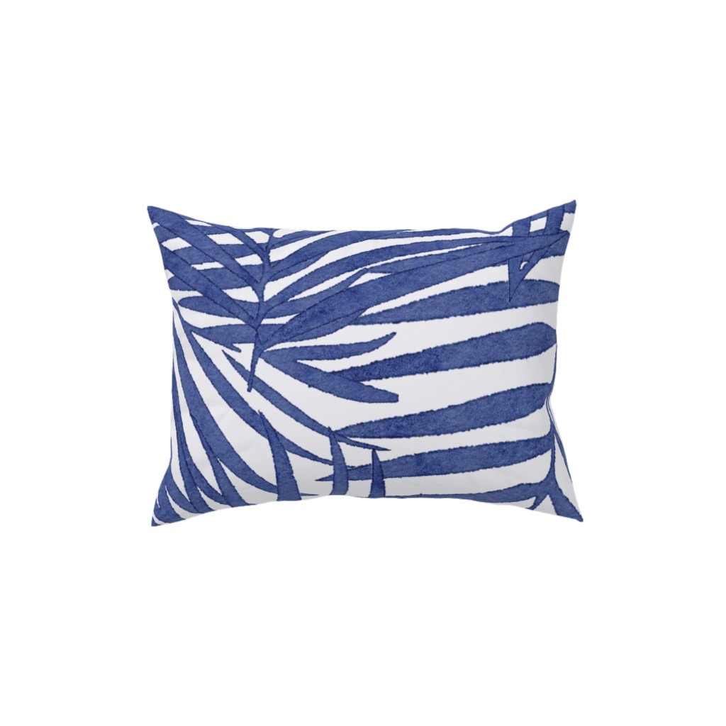 Watercolor Fronds - Cobalt Pillow, Woven, Black, 12x16, Single Sided, Blue