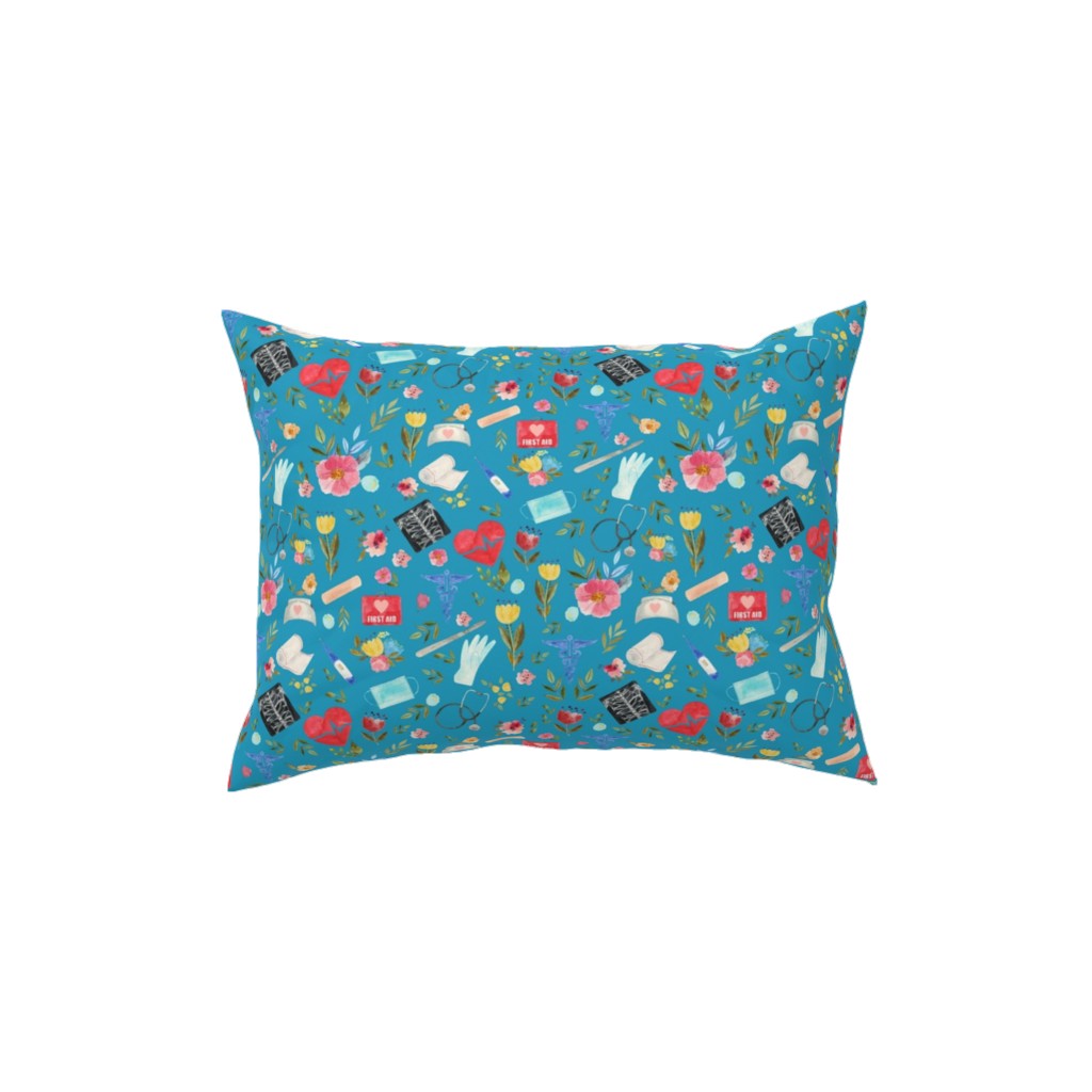 Love To Care Pillow, Woven, Black, 12x16, Single Sided, Blue, Aquatic Blue