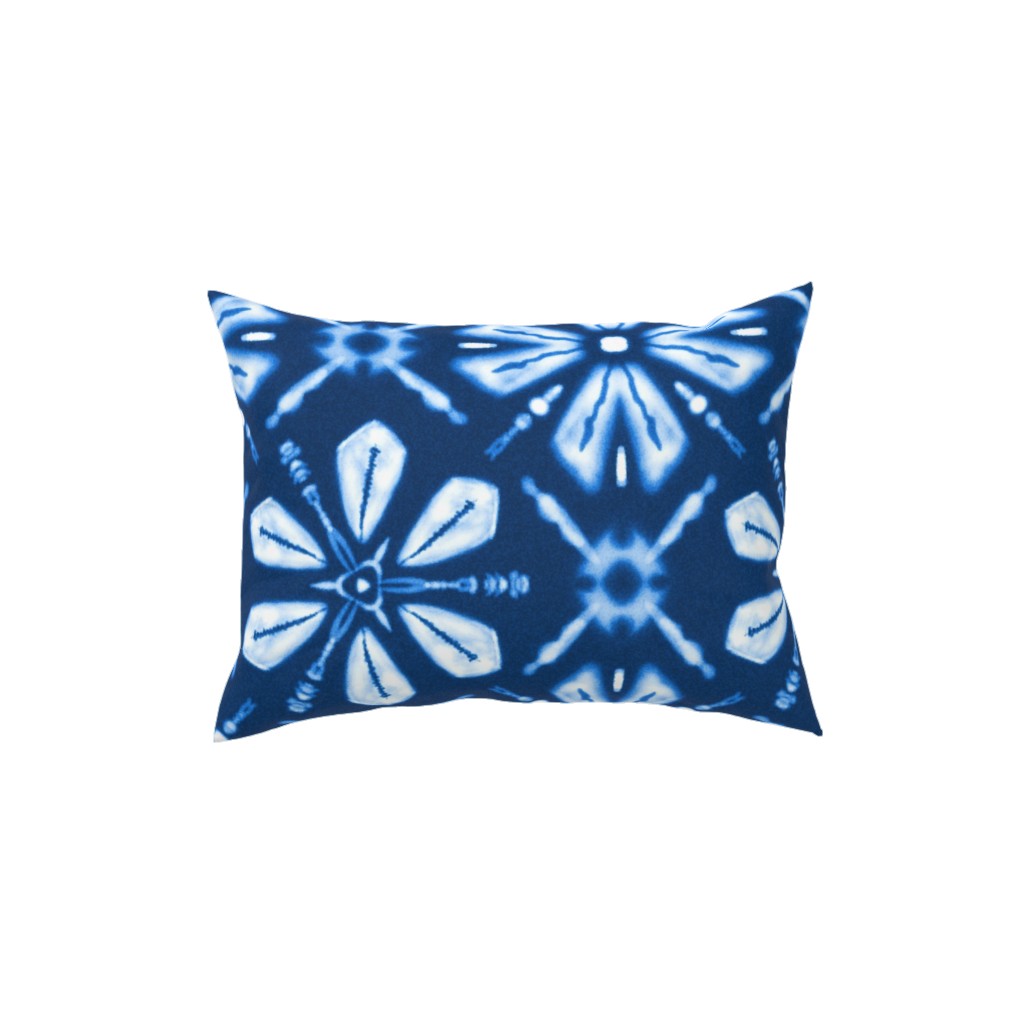 Shibori Flowers Pillow, Woven, Black, 12x16, Single Sided, Blue, True Blue