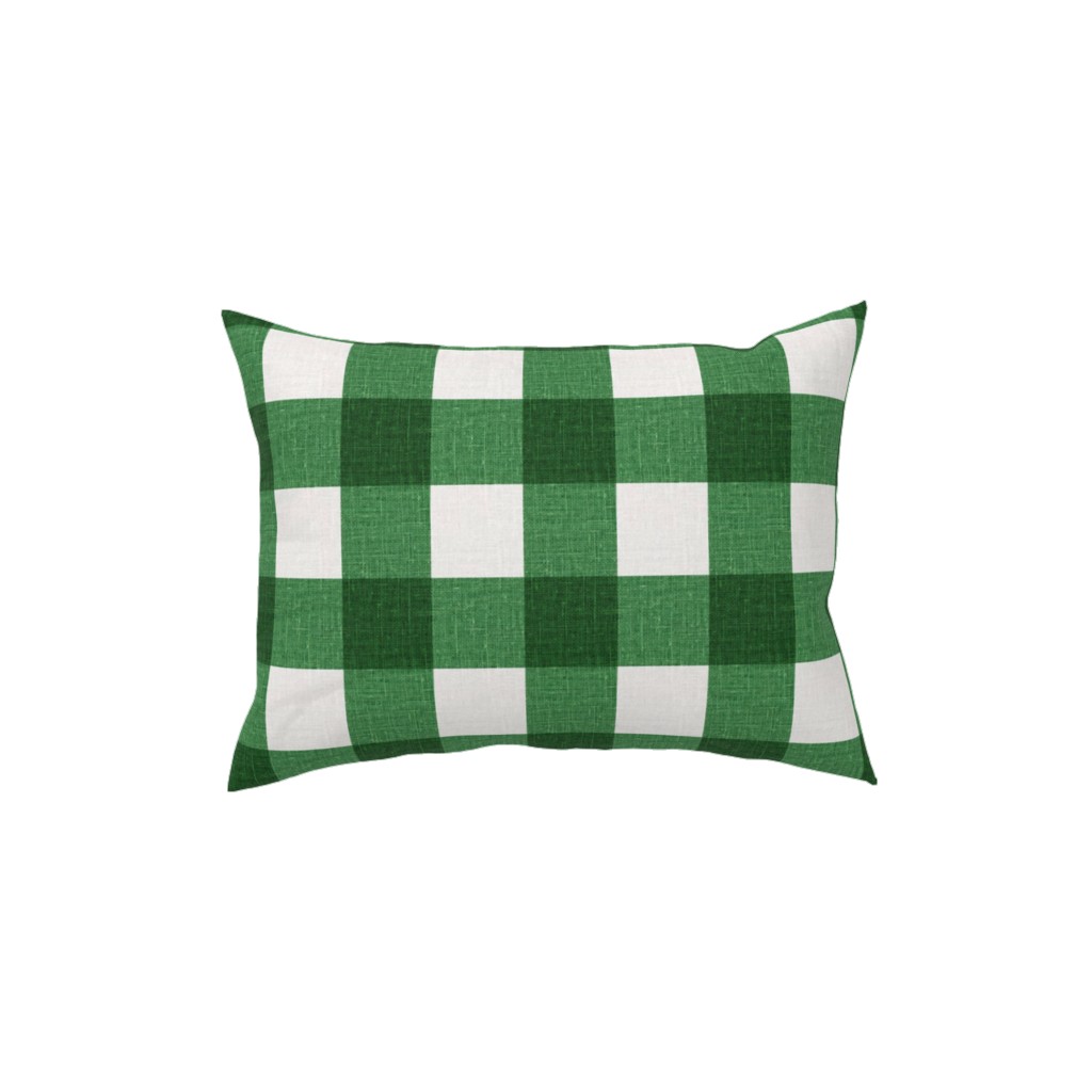 Gingham Linen - Green Pillow, Woven, Black, 12x16, Single Sided, Green