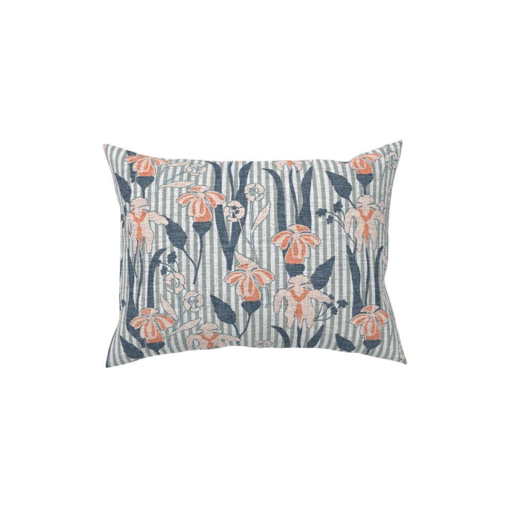 Farmhouse Floral Iris Pillow, Woven, Black, 12x16, Single Sided, Blue, True Blue