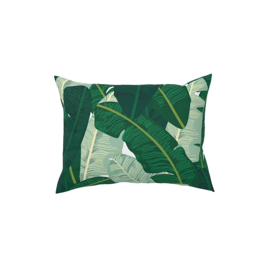 Classic Banana Leaves - Palm Springs Green Pillow, Woven, Black, 12x16, Single Sided, Green