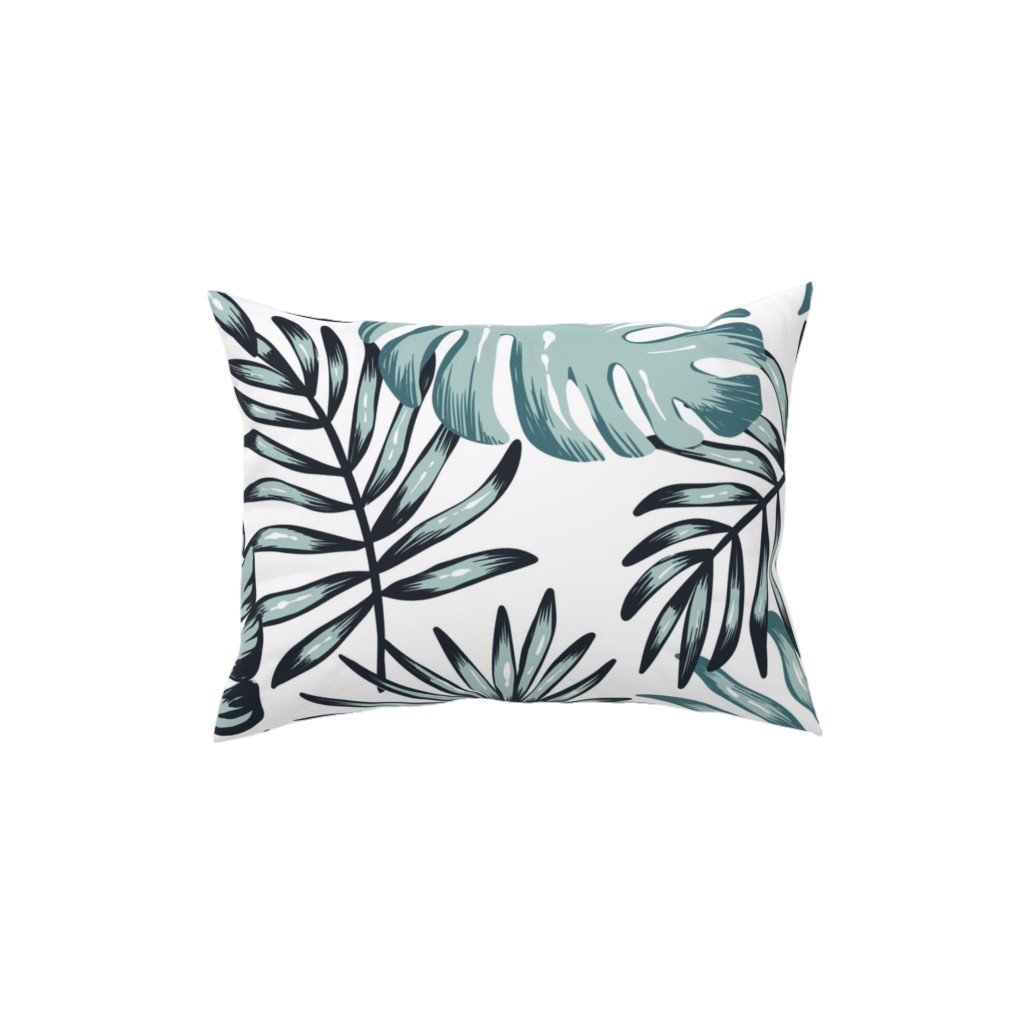 Tropical Leaves - Green Pillow, Woven, Black, 12x16, Single Sided, Green