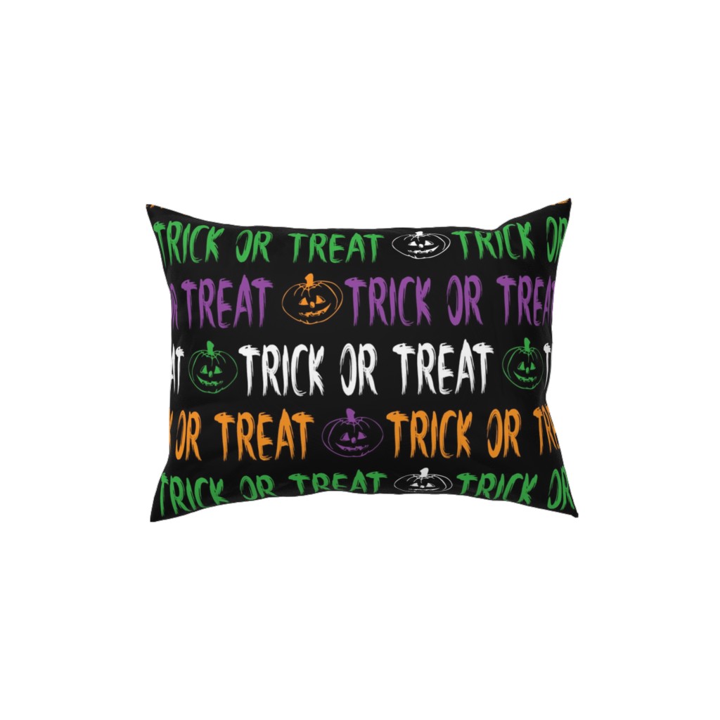 Trick or Treat Halloween Typography - Multi Pillow, Woven, Black, 12x16, Single Sided, Multicolor