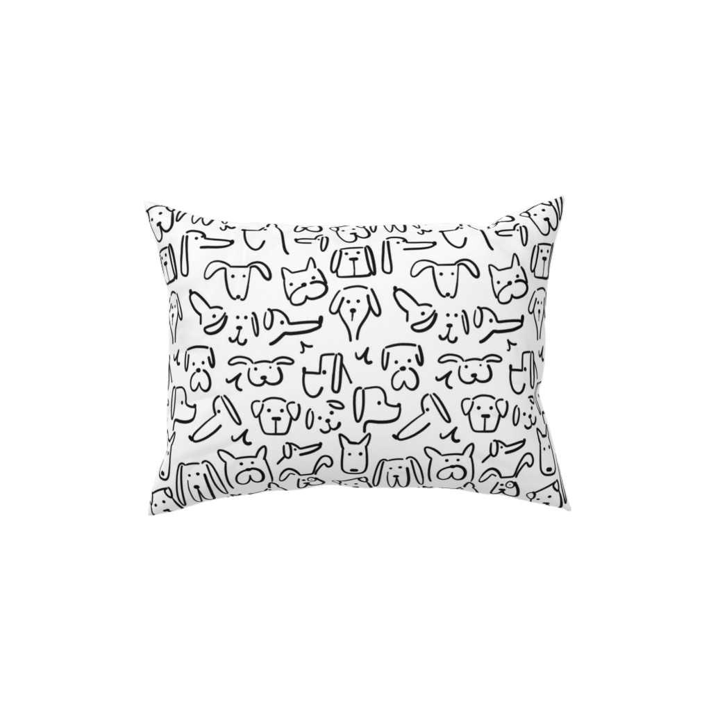 Playful Pups - Black and White Pillow, Woven, Black, 12x16, Single Sided, White, White