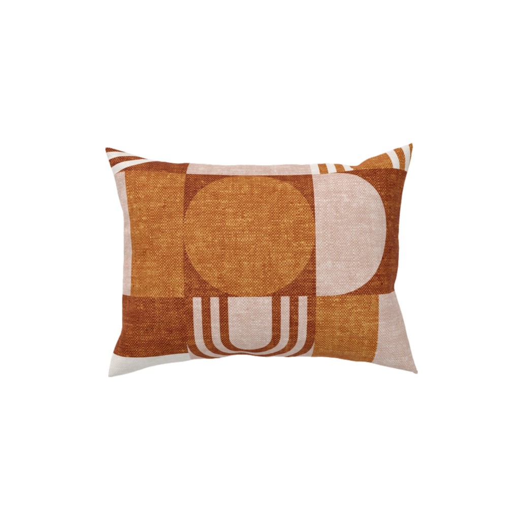 Aria Geometric Patchwork - Orange Pillow, Woven, Black, 12x16, Single Sided, Orange, Orange