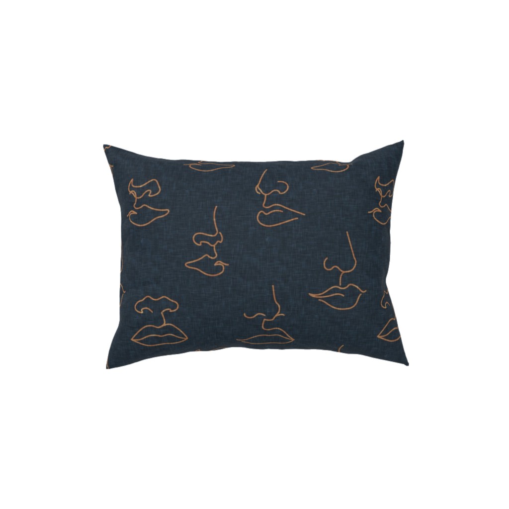 Aria Faces - Blue Pillow, Woven, Black, 12x16, Single Sided, Blue