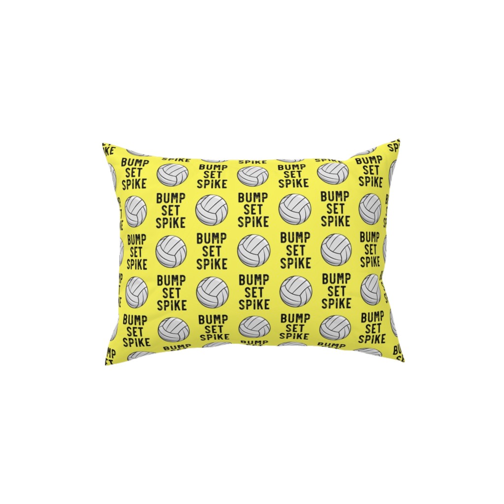 Bump Set Spike Volleyball Pillow, Woven, Black, 12x16, Single Sided, Yellow, Sunshine