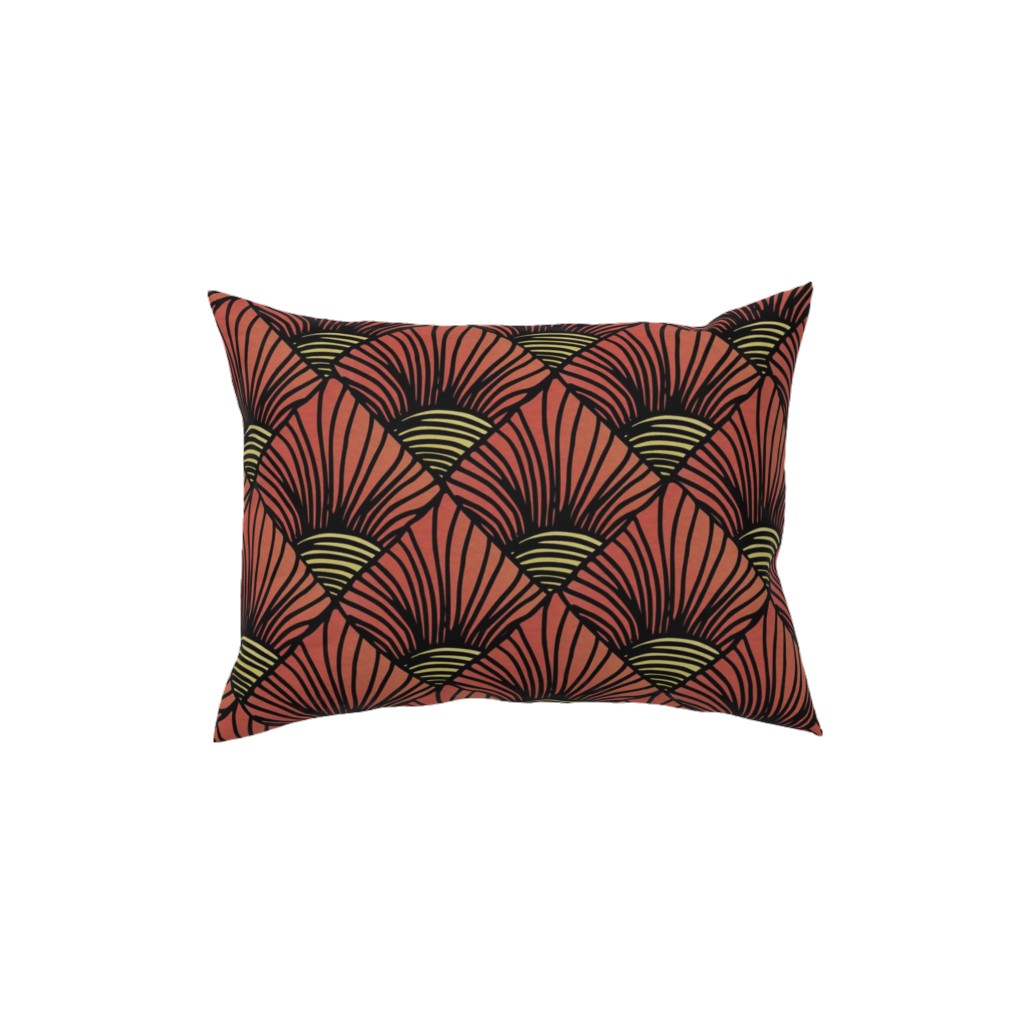 Art Deco Sunrise Pillow, Woven, Black, 12x16, Single Sided, Red