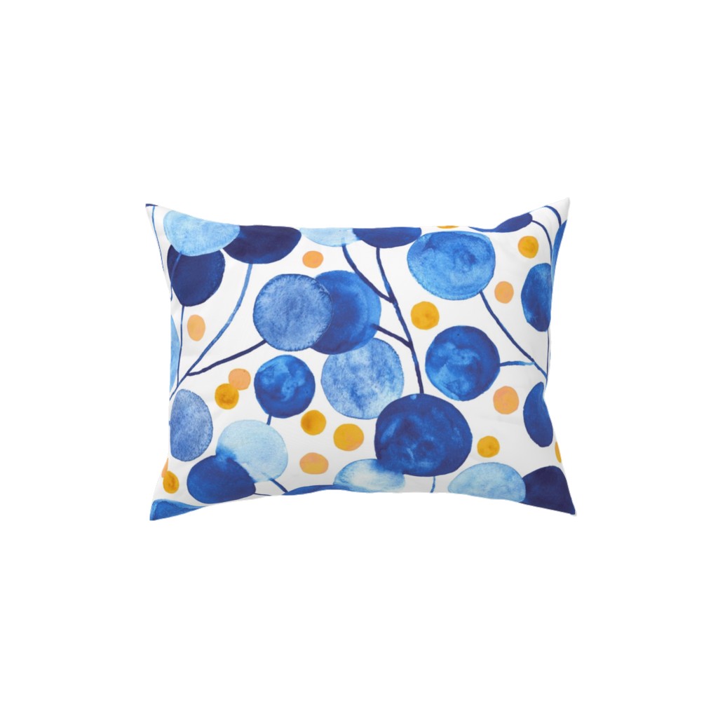Pompom Plants - Cobalt and Gold Pillow, Woven, Black, 12x16, Single Sided, Blue