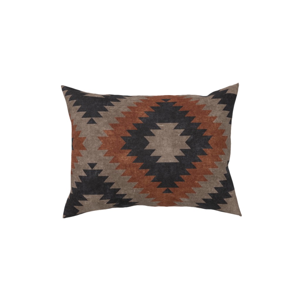 Tribal Southwest Boho Pillow, Woven, Black, 12x16, Single Sided, Brown