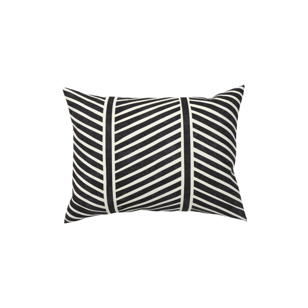 Organic Chevron Pillow, Woven, Black, 12x16, Single Sided, Black