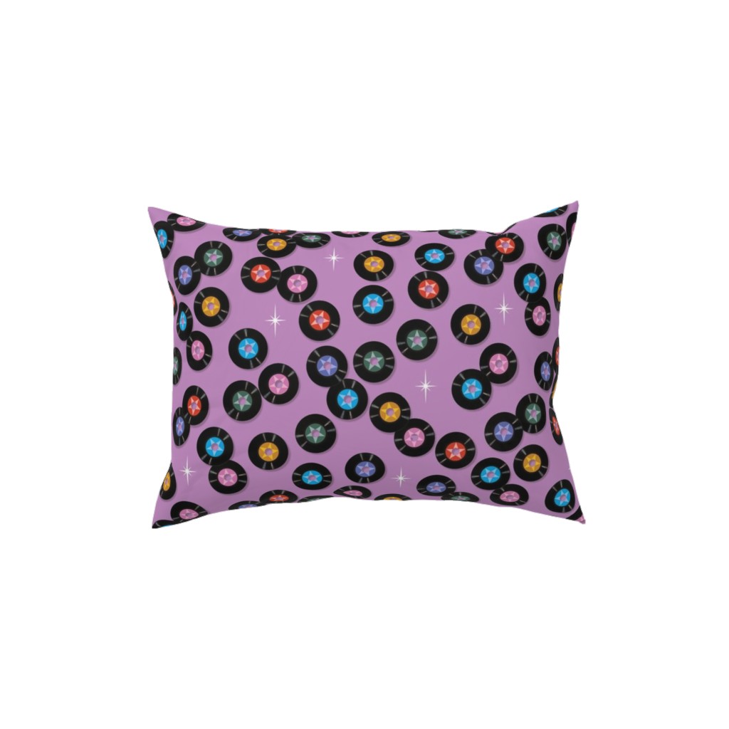 Pop Star Vintage Vinyl Records Pillow, Woven, Black, 12x16, Single Sided, Purple, Lilac