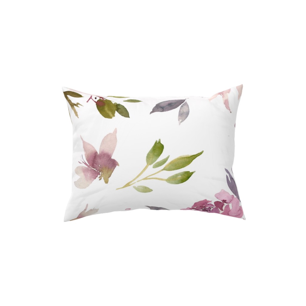 Watercolor Mauve Floral - Pink and Purple Pillow, Woven, Black, 12x16, Single Sided, Pink