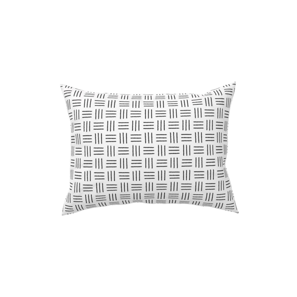 Mudcloth Basket Weave - Black on White Pillow, Woven, Black, 12x16, Single Sided, White, White