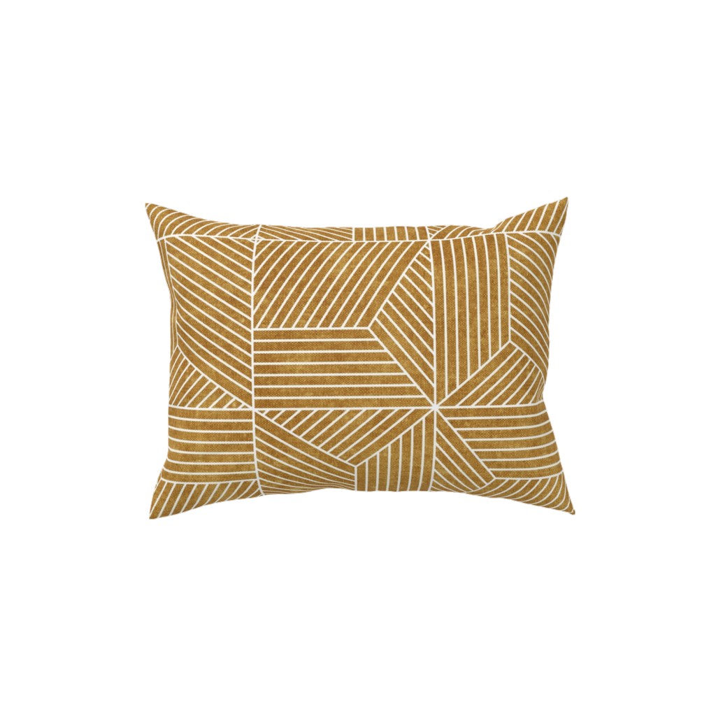Bohemian Geometric Tiles - Mustard Pillow, Woven, Black, 12x16, Single Sided, Yellow
