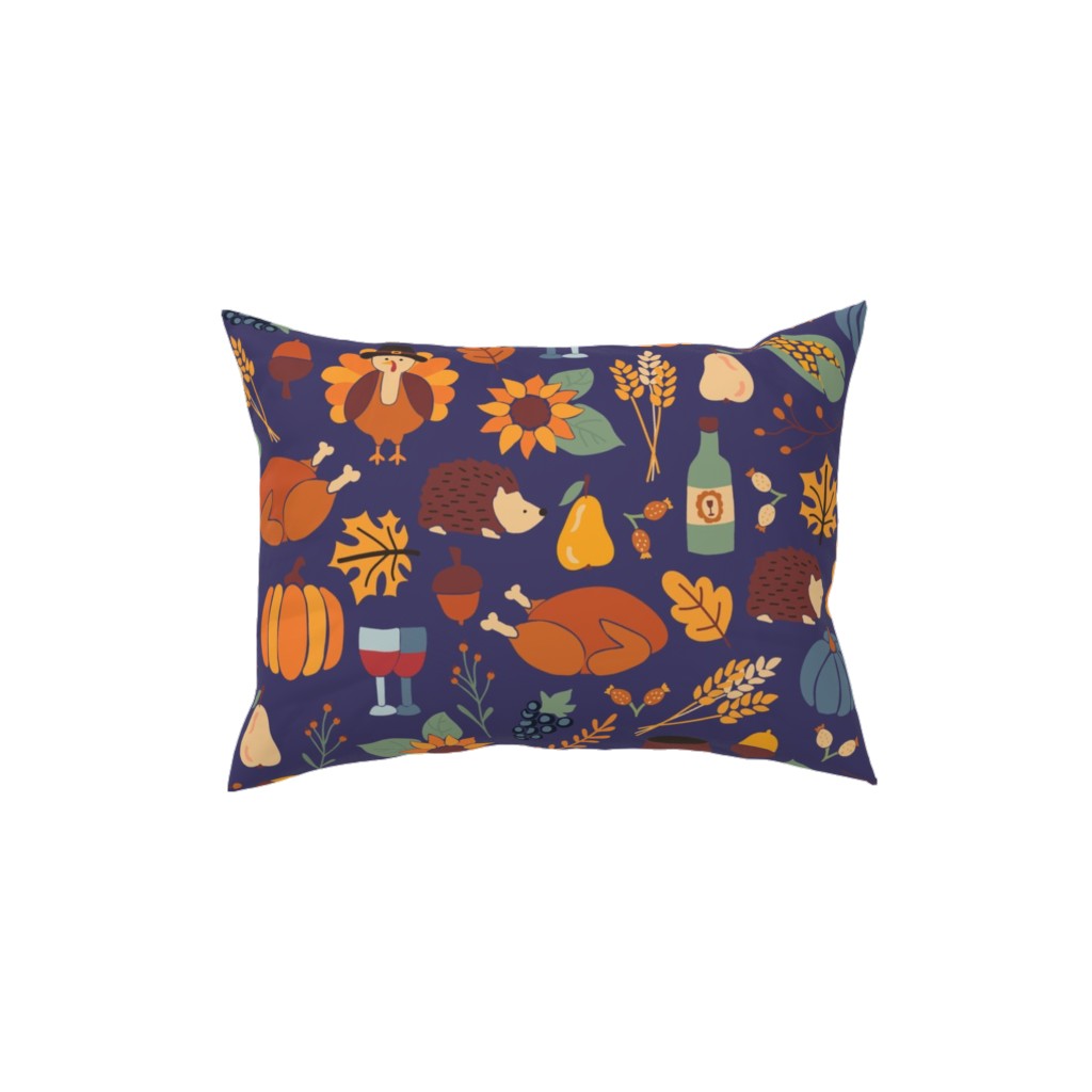 Thanksgiving Table - Multi Pillow, Woven, Black, 12x16, Single Sided, Multicolor