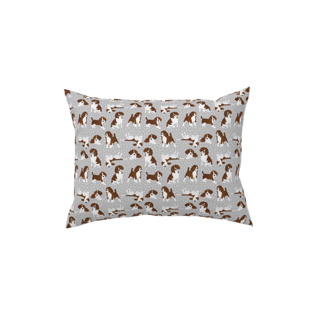 Beagle Dog Pillow, Woven, Beige, 12x16, Single Sided, Gray