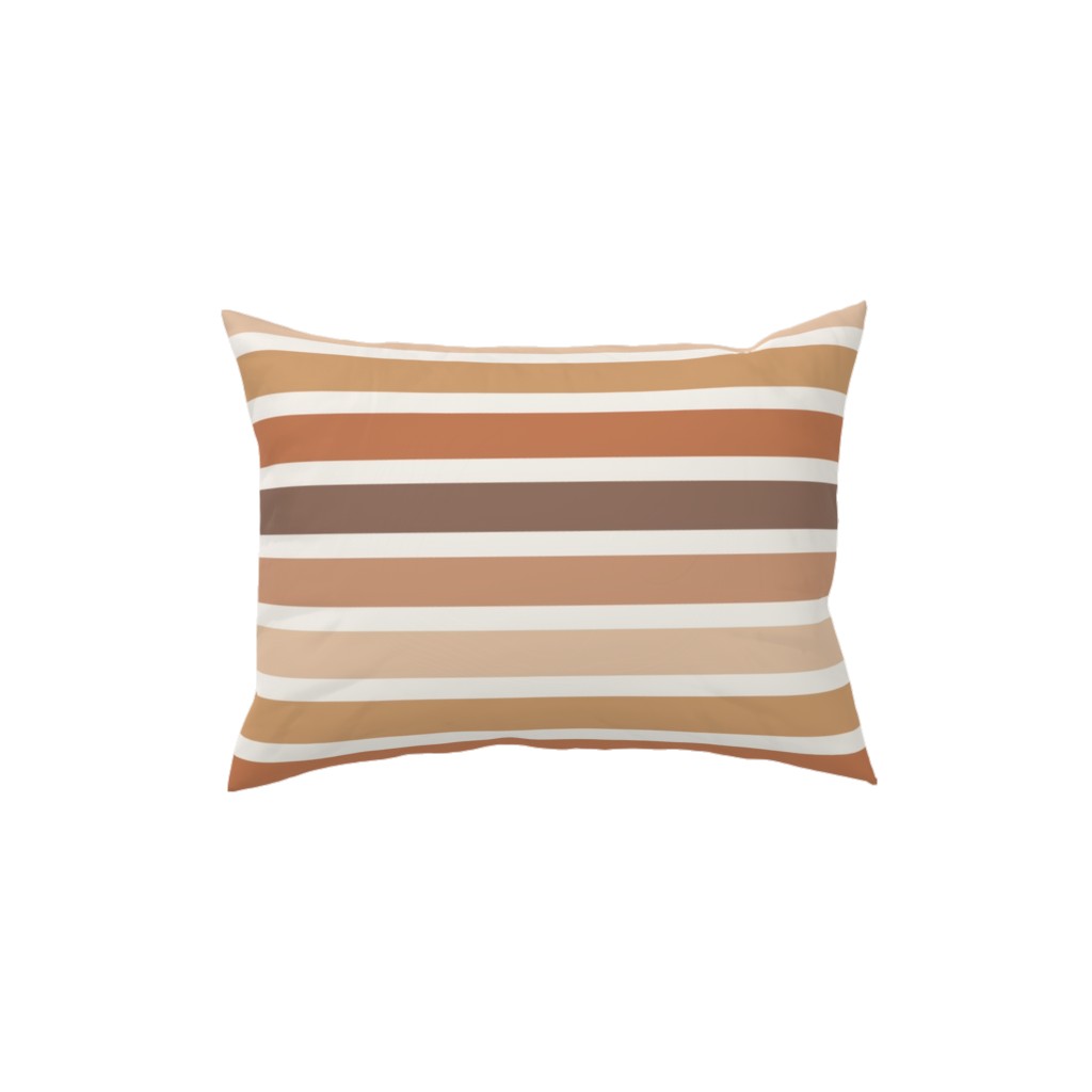 Retro Summer Stripe - Warm Tones Pillow, Woven, Beige, 12x16, Single Sided, Pink, Bright Pink