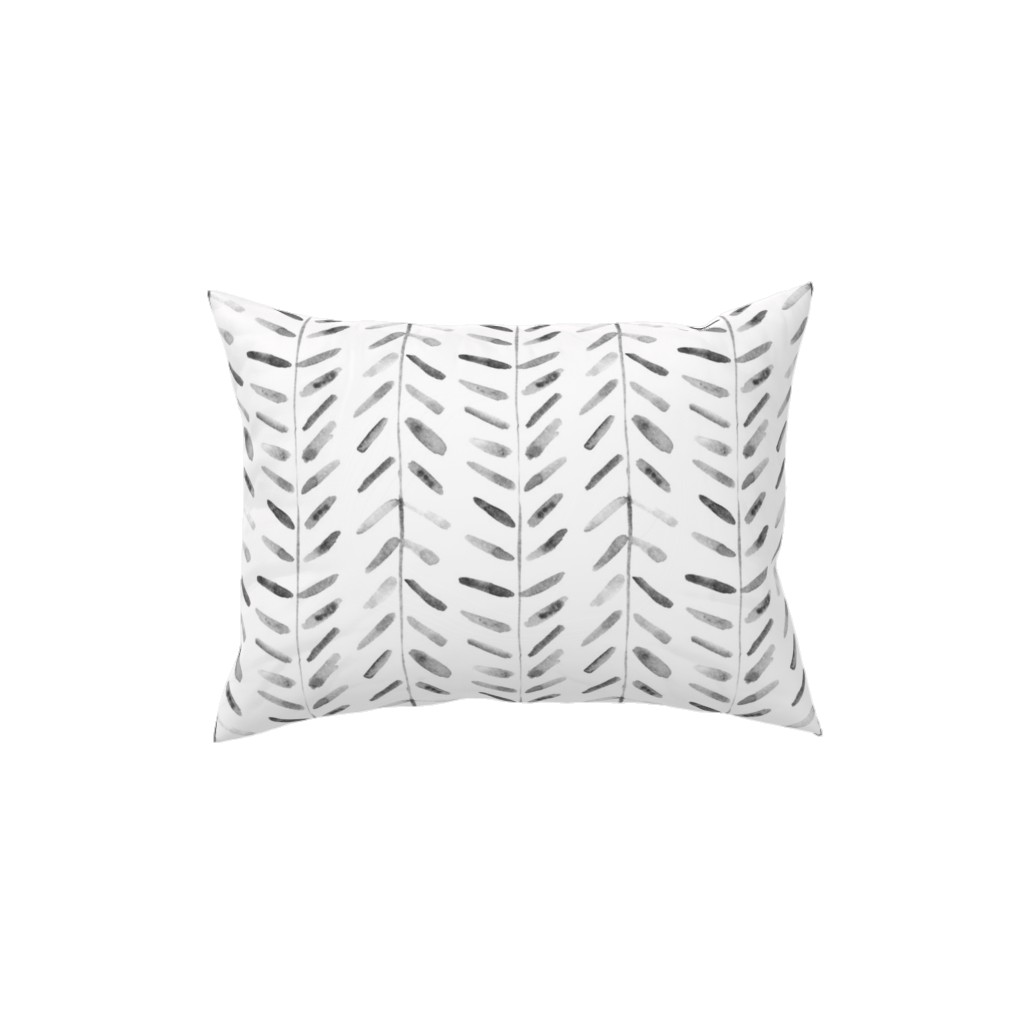 Noir Watercolor Abstract Geometrical Pattern for Modern Home Decor Bedding Nursery Painted Brush Strokes Herringbone Pillow, Woven, Beige, 12x16, Single Sided, White