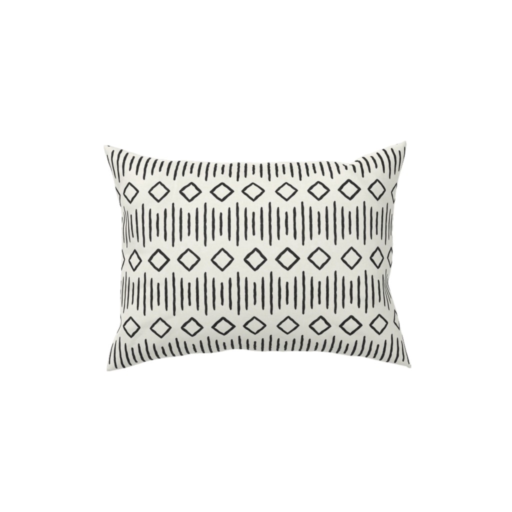 Diamond Fall - Mud Cloth - Onyx on Bone - Mudcloth Farmhouse Tribal - Lad19bs Pillow, Woven, Beige, 12x16, Single Sided, Beige