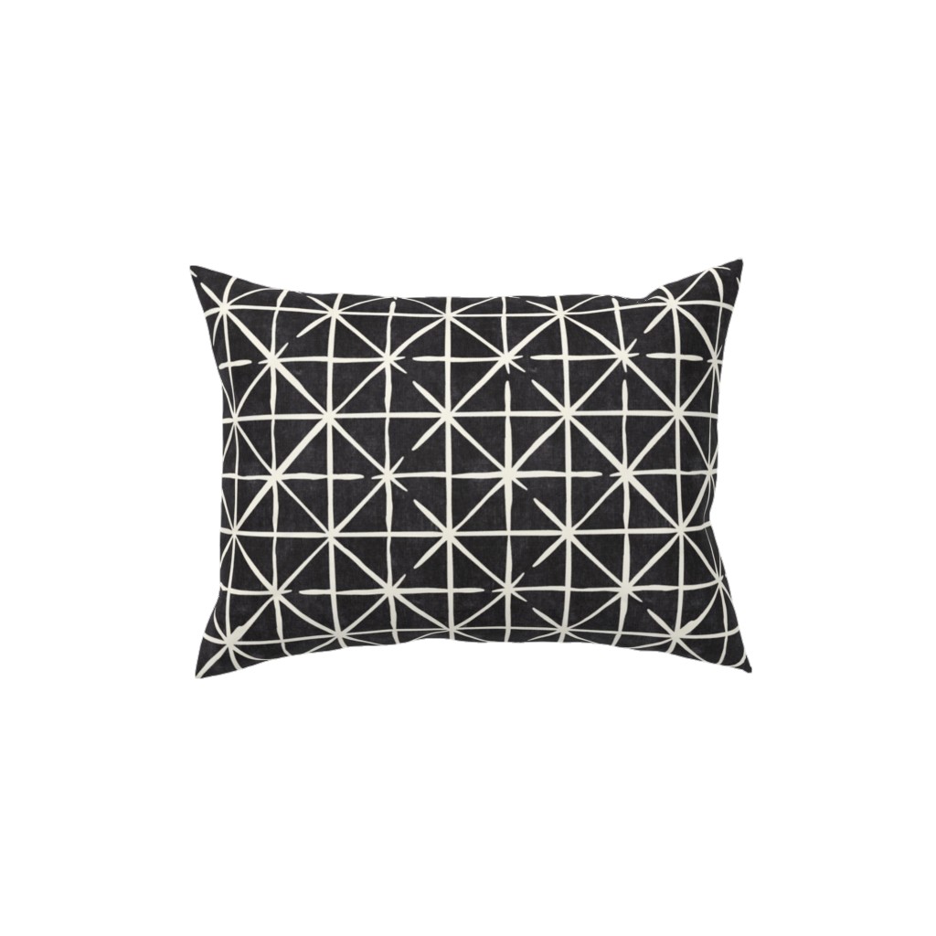 Geometric Triangles - Distressed Geometric Pillow, Woven, Beige, 12x16, Single Sided, Black, Black
