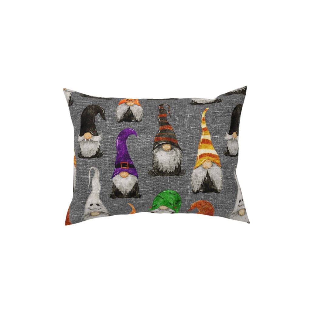 Halloween Gnomes - Grey Pillow, Woven, Beige, 12x16, Single Sided, Multicolor