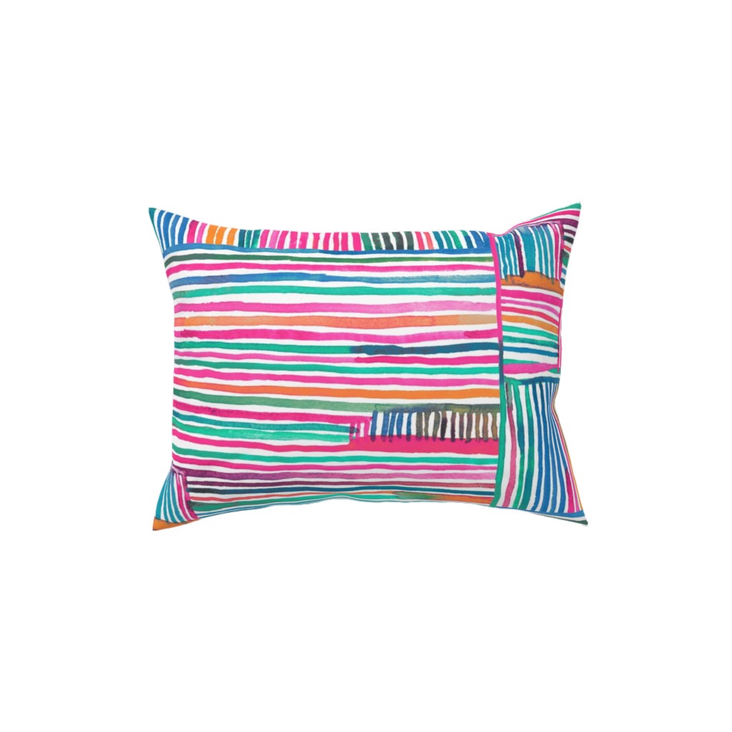 Linear Meditation Pillow, Woven, Beige, 12x16, Single Sided, Multicolor
