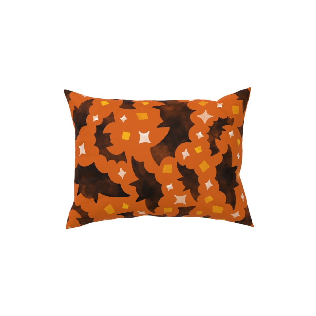Bats & Sparkles Pillow, Woven, Beige, 12x16, Single Sided, Orange, Copper