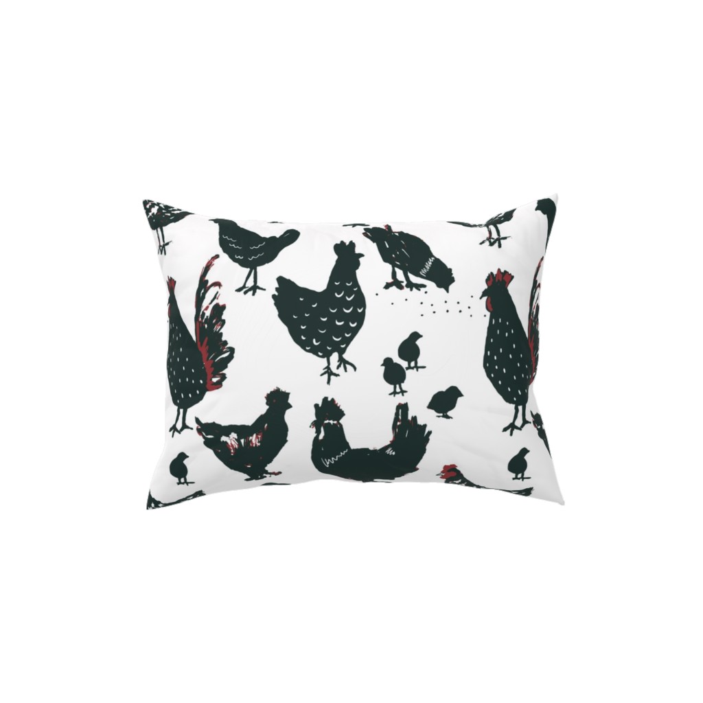 Chickens - Neutral Pillow, Woven, Beige, 12x16, Single Sided, Black