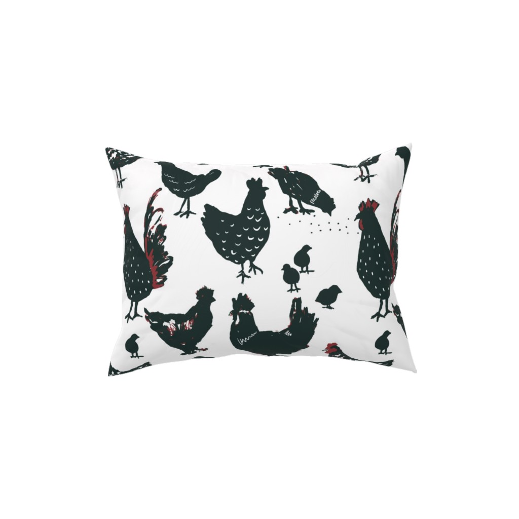 Chickens - Neutral Pillow, Woven, Beige, 12x16, Single Sided, Black, Black
