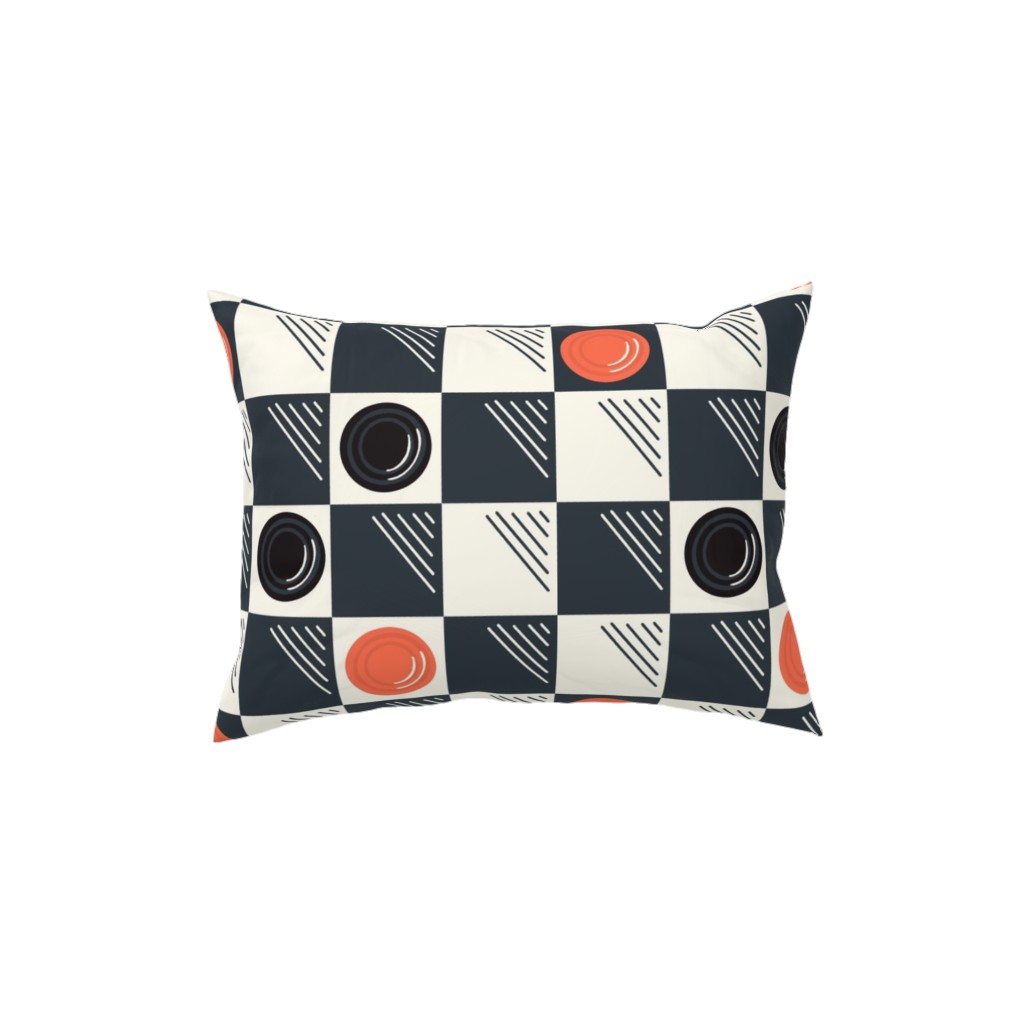 Checkers Pillow, Woven, Beige, 12x16, Single Sided, Multicolor