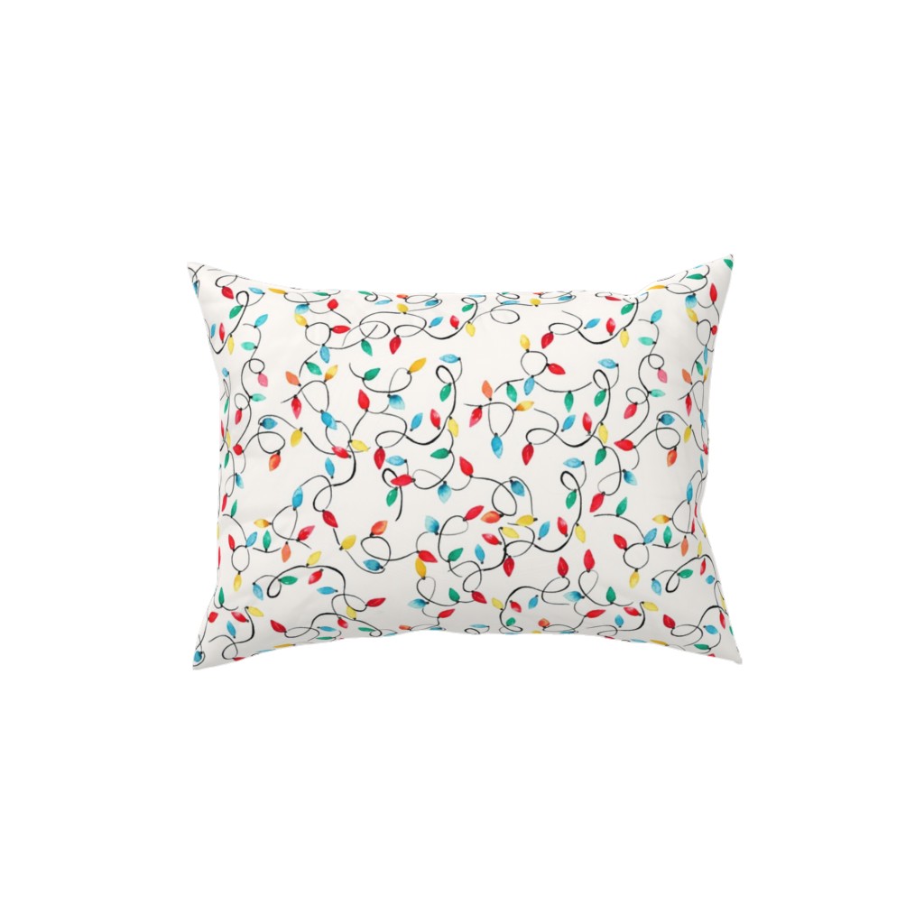 Christmas Lights Decoration - Multi Pillow, Woven, Beige, 12x16, Single Sided, Multicolor