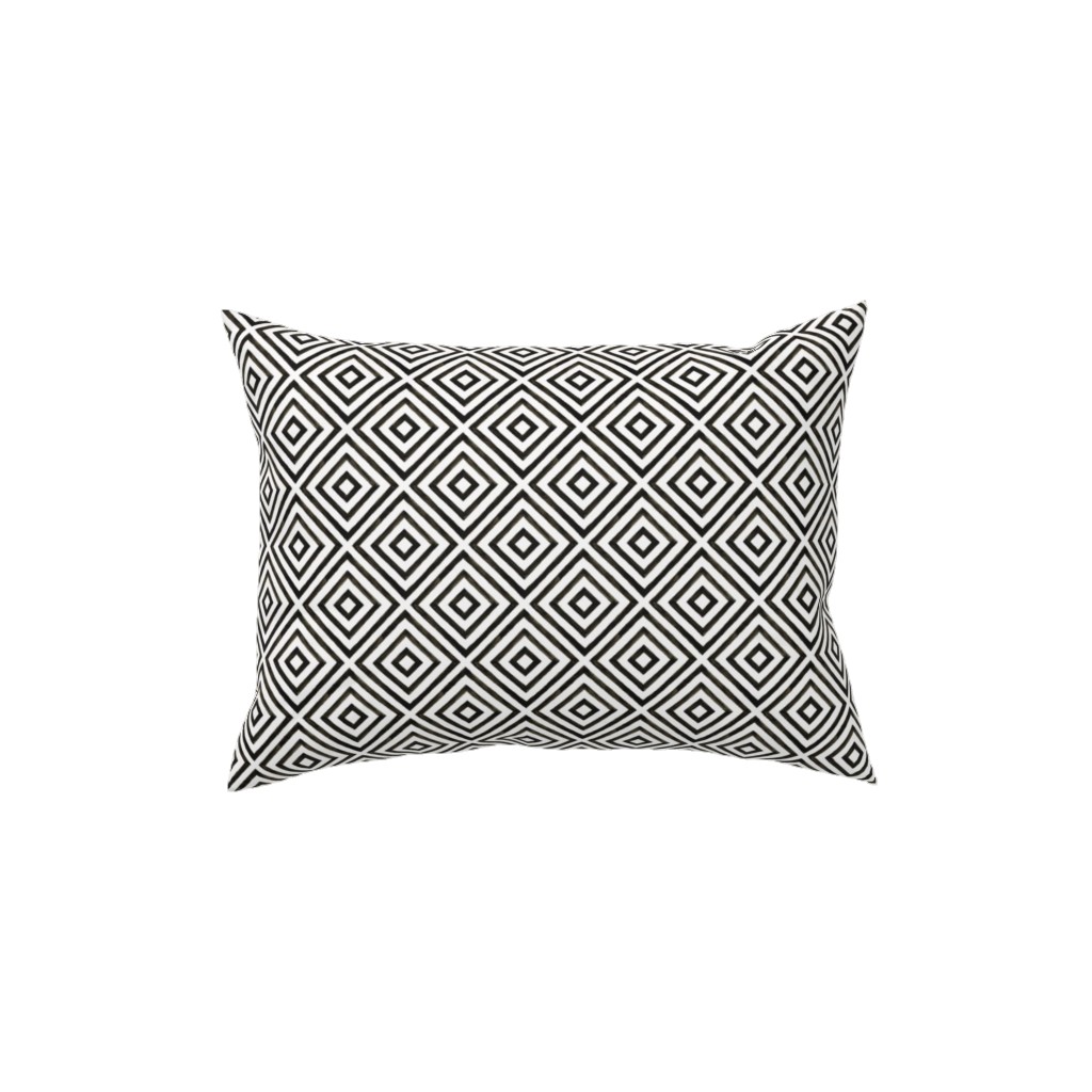 Diamond Pattern - Black and White Pillow, Woven, Beige, 12x16, Single Sided, Black