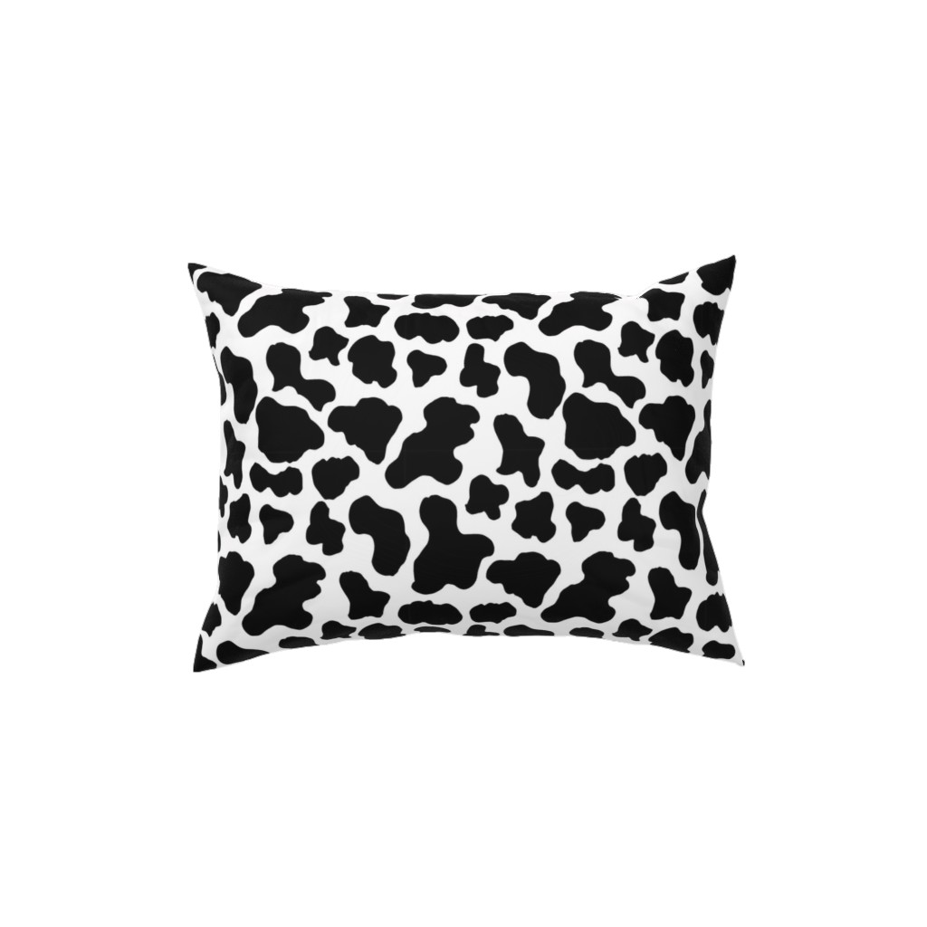 Cow Print Pillow, Woven, Beige, 12x16, Single Sided, Black, Black