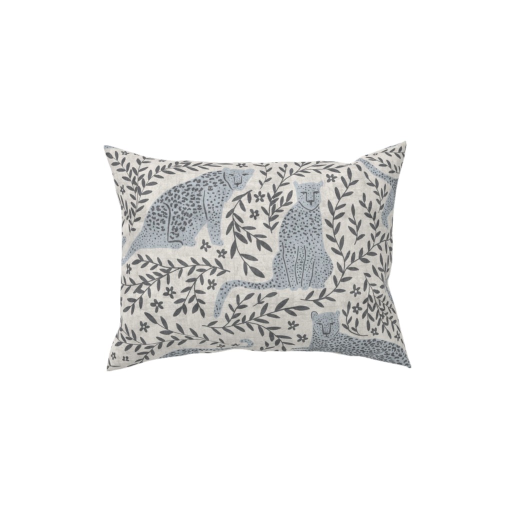 Jungle Cat Pillow, Woven, Beige, 12x16, Single Sided, Gray, Smoke