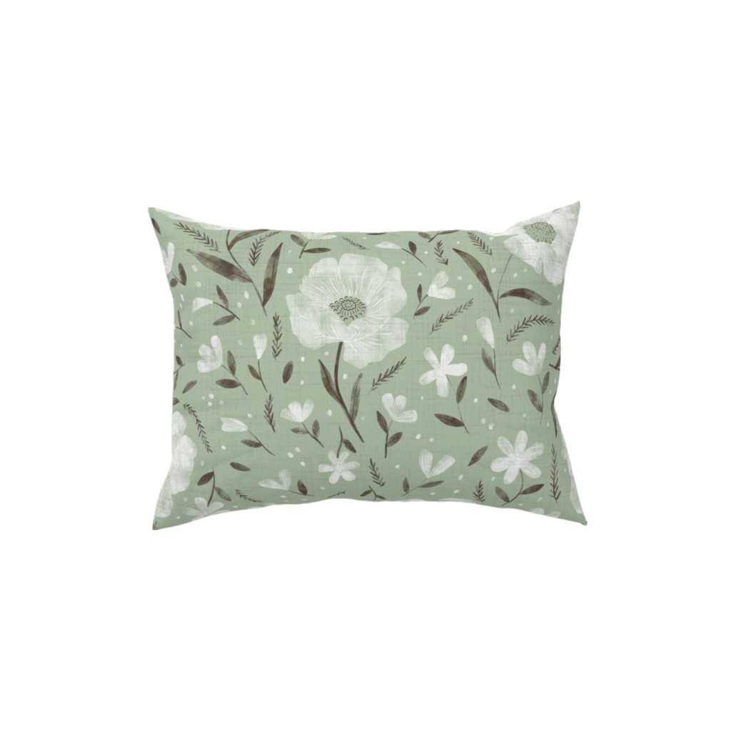 Charlotte Floral - Sage Pillow, Woven, Beige, 12x16, Single Sided, Green