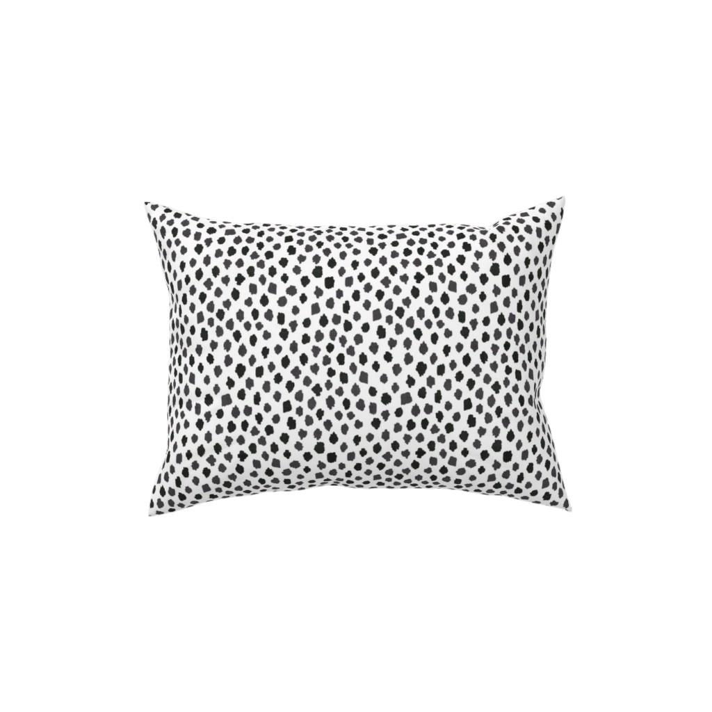 Inky Spots - Black and White Pillow, Woven, Beige, 12x16, Single Sided, White, White
