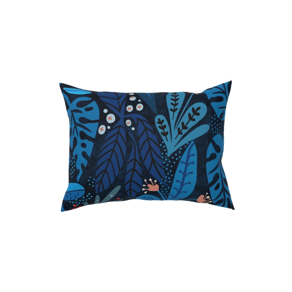 Jungle Nights Pillow, Woven, Beige, 12x16, Single Sided, Blue